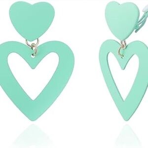 Teal Heart Earrings